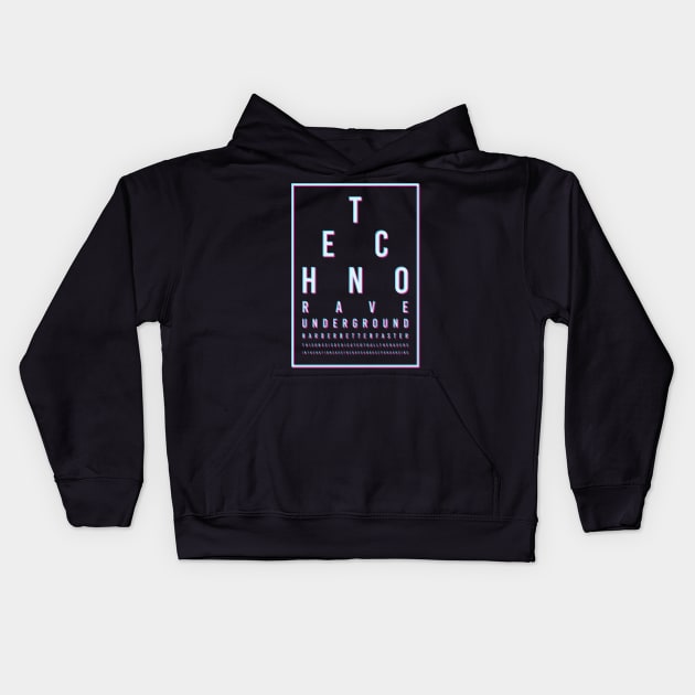 Techno Rave Faster Hardstyle Kids Hoodie by avshirtnation